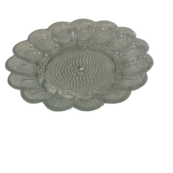 Retro Indiana Glass Hobnail Pattern Deviled Egg Tray - Vintage 1970s Egg Relish - Picture 1 of 2